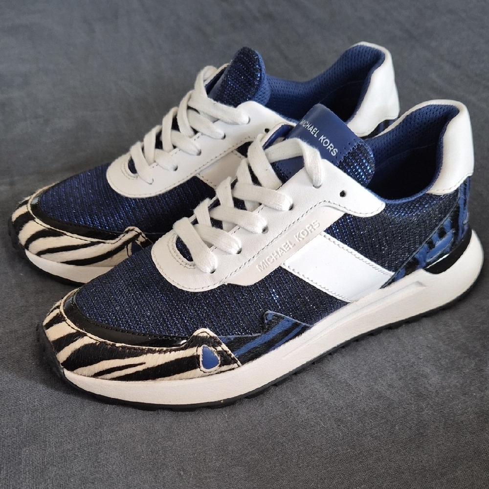 Michael Kors Navy and White Zebra Sneakers
